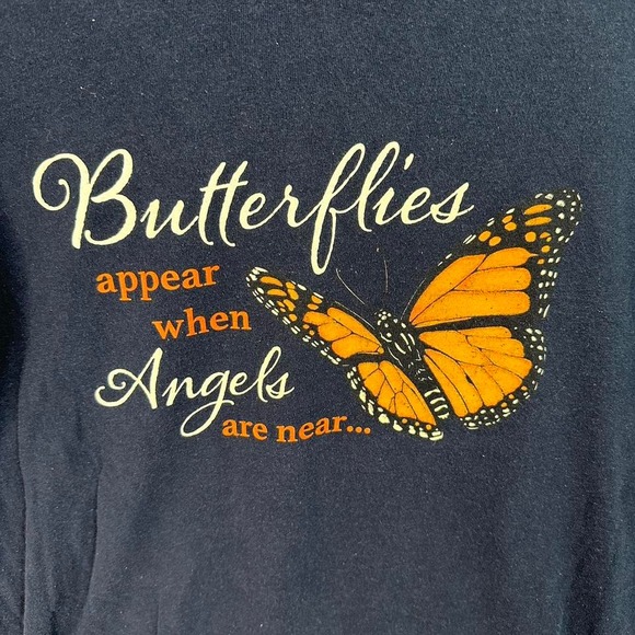 Navy blue cotton butterfly t-shirt Woman's Medium #butterflylove - Picture 2 of 4